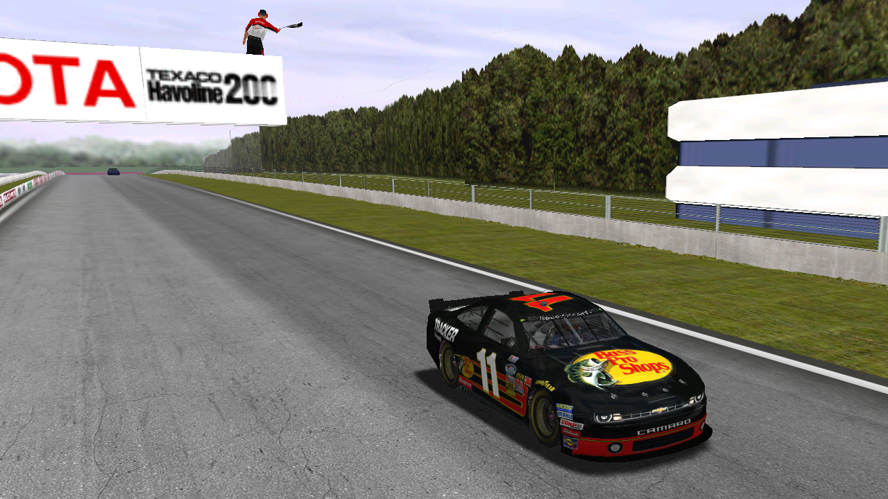 Speedyman11 takes the checkered flag on fumes at Road America. (Credit: DusterLag / HeatFinder)